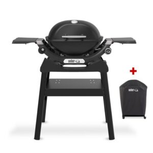 Weber Gasgrill Q 1200N mit Stand, Black, inklusive Abdeckhaube