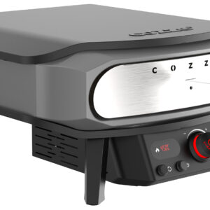COZZE Pizzaofen elektrisch PREMIUM 42,5 cm 17" mit drehbarem Pizzastein & Digital-Thermometer - inkl. Hitzeschild