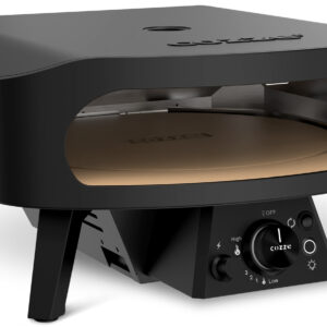 COZZE Pizzaofen Gas CLASSIC Black Edition 42,5 cm (17") - mit rotierendem Pizzastein - inkl. Hitzeschild