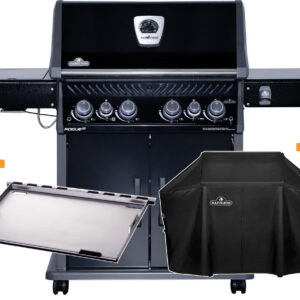 Napoleon Rogue SE 525 all blackmit Sizzle Zone und Heckbrenner inkl. Full Size Plancha als Plancha Grill