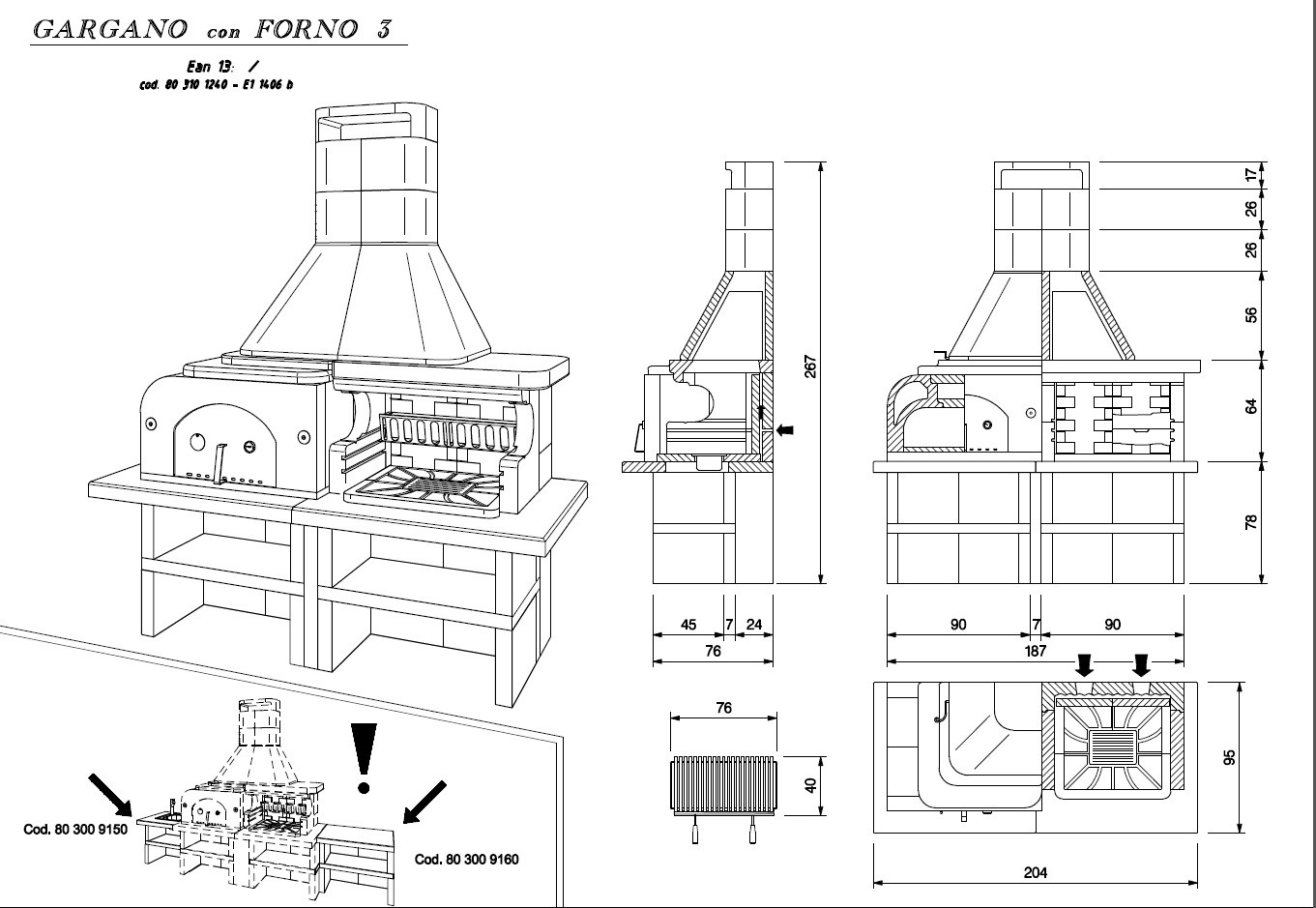 Palazzetti Grillkamin Gargano 3 mit Pizzaofen inkl. Montagematerial – Bild 4