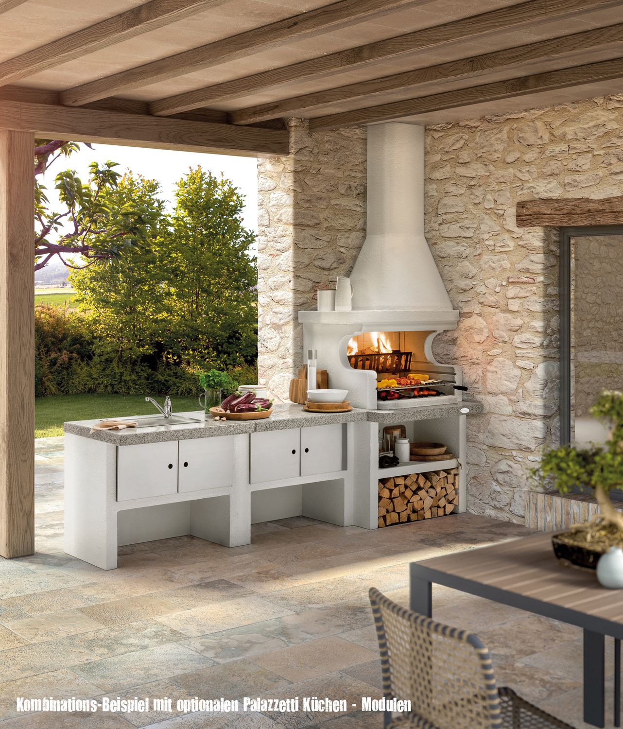 Palazzetti Grillkamin Levanzo Eck Grillkamin Einbau rechts inkl. Montagematerial – Bild 2