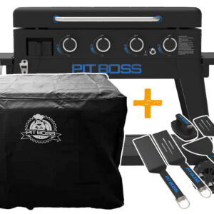 Pit Boss Plancha Grill Ultimate Plancha 4-Brenner mit Untergestell - inkl. 5-teilig Grillbesteck Set + Abdeckhaube