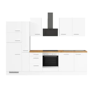 Impuls Küchen Küchenzeile IKZ1310V7 310 cm Weiß mit E-Geräten