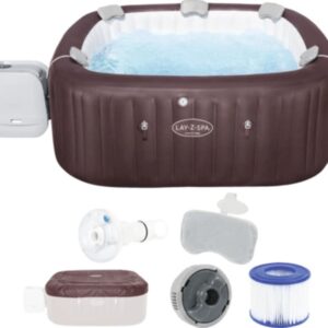Bestway Lay-Z-Spa Maldives Whirlpool Aufblasbarer braun rot 201 x 201 cm für 7 Personen