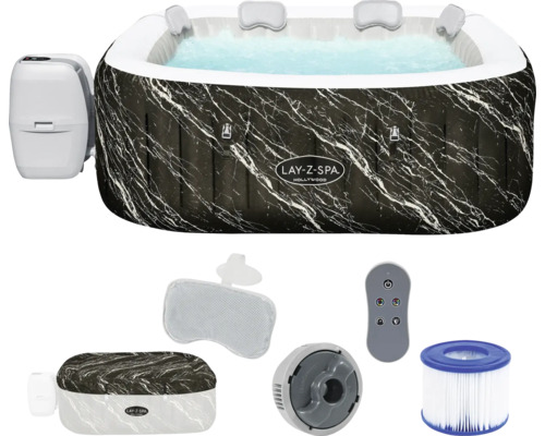 Lay-Z-Spa Hollywood Aufblasbarer Whirlpool Bestway schwarz 180 x 180 cm für 6 Personen