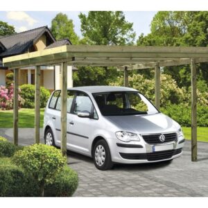 Einzelcarport Flachdach inkl. Montagematerial, Pfosten 9x9 cm 304 x 510 cm kesseldruckimprägniert