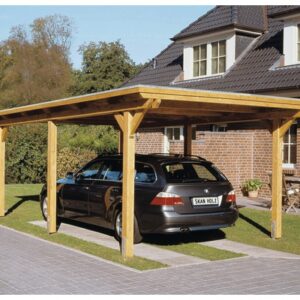 Einzelcarport SKAN HOLZ Emsland 354x604 cm mit Aluminium-Dach natur