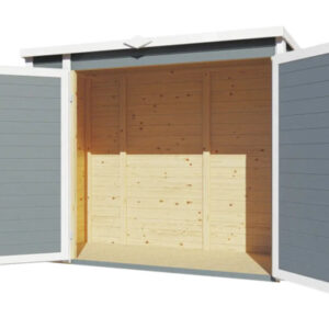 Gartenschrank Fahrradgarage Mülltonnenbox Bertilo Multi Box 3 Holz 200 x 82 x 163 cm hellgrau