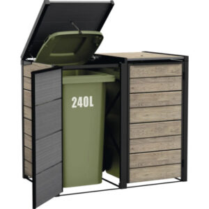 Mülltonnenbox Keter Hide Away 2x240l Kunststoff Metall 138,1 x 84,3 x 121,2 cm Ashwood