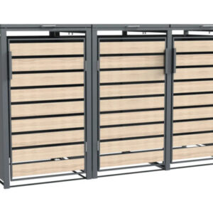 Mülltonnenbox WESTMANN Lacina 3 Metall inkl. Gasdruckfedern 200 x 80 x 116 cm anthrazit-Holzoptik