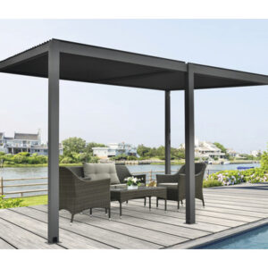 Pergola Pavillon inkl Lamellendach zum Öffnen 400 x 310 x 253 cm anthrazit