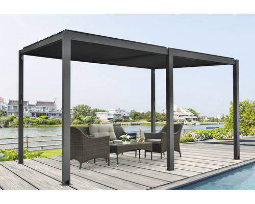 Pergola Pavillon inkl Lamellendach zum Öffnen 400 x 310 x 253 cm anthrazit