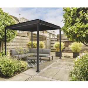 Pergola mit Lamellendach, Pfostenstärke 8 x 8 cm, 3 x 3 m anthrazit - ähnlich RAL7015
