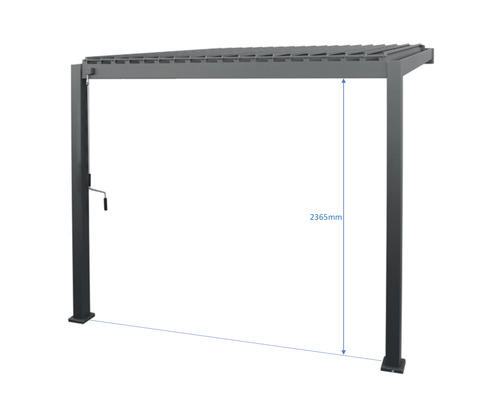Pergola mit Lamellendach 4x3 Gestell RAL 7015 schiefergrau inkl. vertikaler Beschattung Wandbefestigung – Bild 2