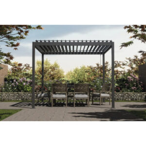 Pergola Basis mit Lamellendach Pfosten 8,8x8,8 cm 3x3,6m anthrazit ähnlich RAL7015